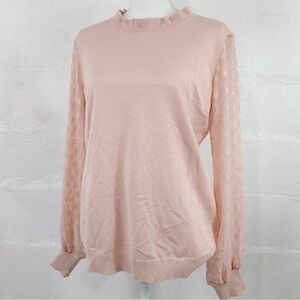 NWT Adrianna Papell Pink Women's Sweater W/ Sheer Sleeves